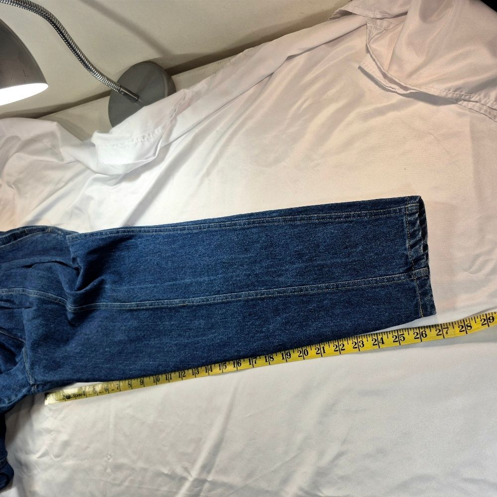 Vintage 80s/90s High-Waisted Pleated Denim Overalls Size Large Relax Retro Fit - Picture 9 of 11
